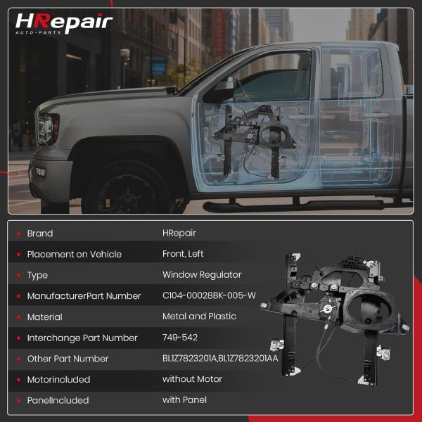 HRepair Front Driver Side Power Window Regulator Chrome-6
