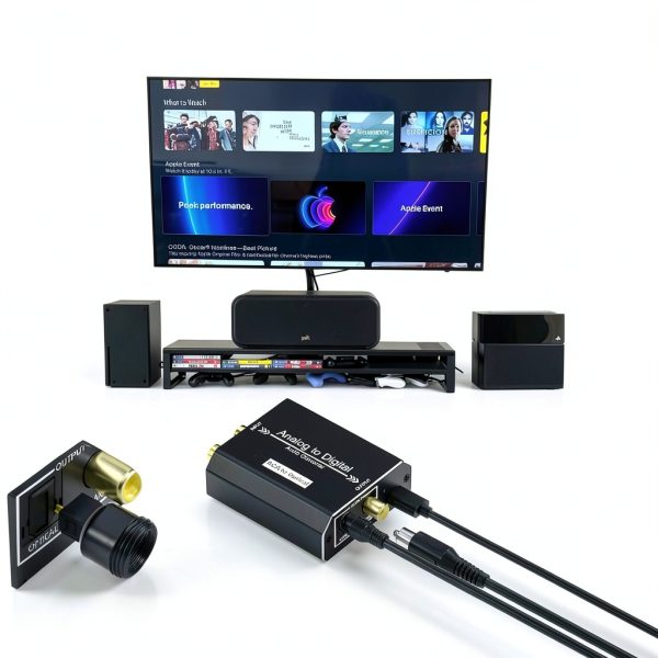 Analog to Digital Audio Converter, RCA L/R & 3.5mm Jack AUX to Coaxial/Optical Toslink SPDIF Audio Adapter, 48kHz/24bit PCM LPCM Stereo ADC, for TV/CD/Game Console/Soundbar/Headphone-5