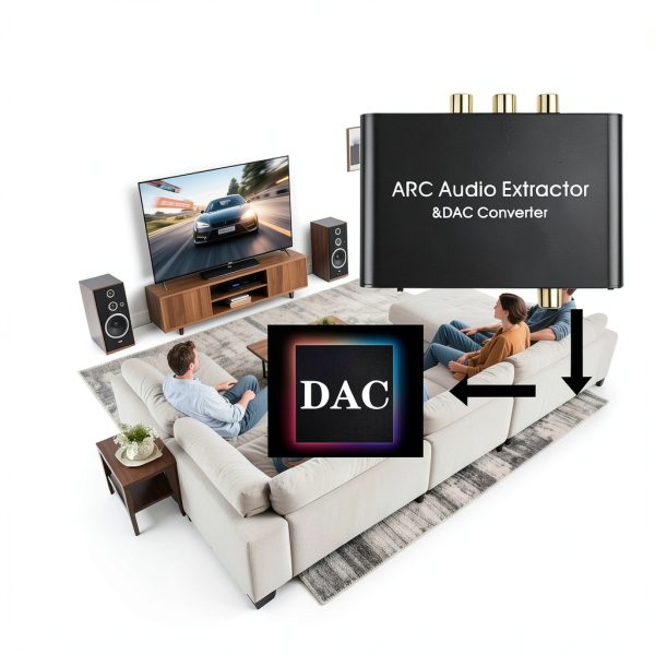 HDMI ARC Audio Extractor, Optical to RCA DAC (Digital to Analog) Convertor, Toslink/SPDIF/Fiber/Coaxial to 3.5mm Headphone Jack Adapter, 192Khz SR, for PS4+/TV/AMP/Soundbar Output-6