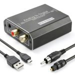 Analog to Digital Audio Converter, RCA L/R & 3.5mm Jack AUX to Coaxial/Optical Toslink SPDIF Audio Adapter, 48kHz/24bit PCM LPCM Stereo ADC, for TV/CD/Game Console/Soundbar/Headphone-0
