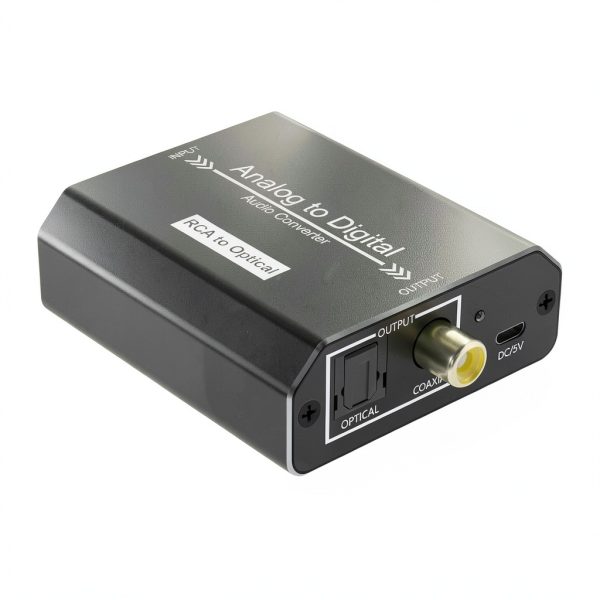 Analog to Digital Audio Converter, RCA L/R & 3.5mm Jack AUX to Coaxial/Optical Toslink SPDIF Audio Adapter, 48kHz/24bit PCM LPCM Stereo ADC, for TV/CD/Game Console/Soundbar/Headphone-8