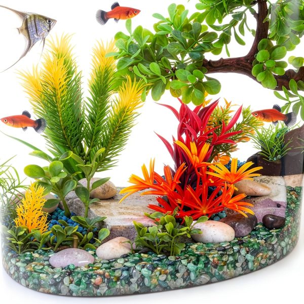 Halatool 4LB Green Aquarium Gravel Natural Pebbles for Fish Tanks &-4