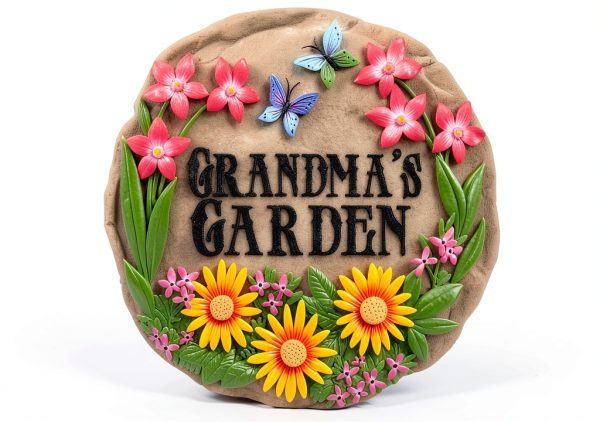 Spoontiques - Garden Décor - Grandma’s Garden Stepping Stone - Decorative Stone for Garden-0