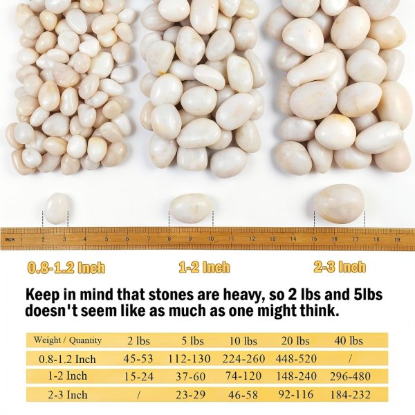 5 lbs White River Rocks, Polished Pebbles for Indoor Plants, 1-2 inch Decorative White Stones for Plants Vase Aquarium Fish Tank and Outdoor Garden Landscaping Rocks-1