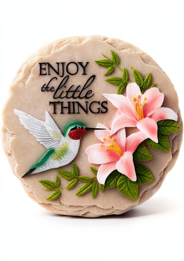 Hummingbird Stepping Stone by Spoontiques Resin Garden Décor 9.5"-0