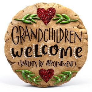 Carson Beadworks Grandchildren Garden Stone Resin 9.5" Round Gray-0